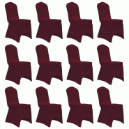 Décoshop26 - Housses élastiques de chaise Bordeaux 12 pièces DEC022526 - 3001283169603