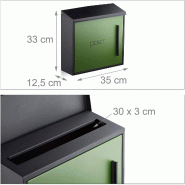 Helloshop26 - Boîte aux lettres murale moderne en acier bicolore design 35 cm noir vert 13_0000471_2 - vert métal 3000248768981 Helloshop26 - Boîte aux lettres murale moderne en acier bicolore design 35 cm noir vert 13_0000471_2 - vert métal 3000248768981
