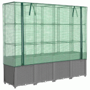 Helloshop26 - Jardinière bac lit surélevé plantes fleurs terrasse jardin surélevée avec housse aspect rotin 160 x 40 x 153 cm gris - gris 3000217