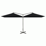 Helloshop26 - Parasol double avec mât en acier noir 600 x 300 cm 02_0008428 - noir acier 3000450182728