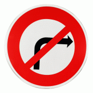 Panneau prescription temporaire BK2b - Interdiction de tourner à droite - WP Signalisation Panneau prescription temporaire BK2b - Interdiction de tourner à droite - WP Signalisation
