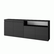 SKRAUT HOME Buffet salon et cuisine, 200x75x35cm, 4 Portes, Meuble chaussure, Noir - noir Bois manufacturé 64_13