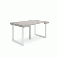 SKRAUT HOME Table console extensible, 140, Pour 6 personnes, Pieds bois massif, Ciment - gris Bois manufacturé 182_19