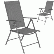 TecTake GmbH tectake Chaises de jardin pliantes avec dossier réglable, en tissu maillé - Lot de 2 gris anthracite - noir acier 406688 TecTake GmbH tectake Chaises de jardin pliantes avec dossier réglable, en tissu maillé - Lot de 2 gris anthracite - noir acier 406688