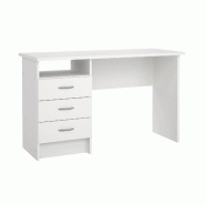 WellHome - Bureau avec 3 tiroirs en coloris Blanc 121 x 49 x 73 cm - Segre White - blanc multi-matériau WH16951