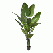 Wellhome Well Home - Bananier artificiel avec pot noir pour intérieur 210 cm - vert plastique WH16966