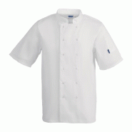 Whites Chefs Clothing Veste de cuisine mixte Whites Vegas manches courtes blanche XS - XS blanc A211-XS