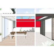 Auvent terrasse avec pergola bioclimatique -Toit de terrasse en alu, toile ou verre - Système de toit Lamaxa L50