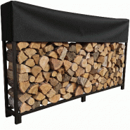 CLP Range bûches Meriden stockage optimal du bois design robuste et moderne facile à assembler Métal HBT: 115x200x25 cm 180 cm - noir métal 327703