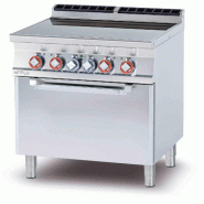 Cuisinière électrique 4 plaques vitrocéramique avec four électrique statique GN 2/1. Structure acier inox. Dimensions 80×70,5×90cm. Modèle CFC4