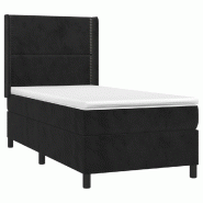 Décoshop26 - Cadre de lit LED avec sommier tête de lit matelas 100x200 cm tissu velours noir TDL0209323 - noir 3001714147767