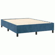 Décoshop26 - Sommier à lattes sur pieds cadre de lit 140x200 cm tissu velours bleu foncé TDL0207311 - bleu 3001183788003
