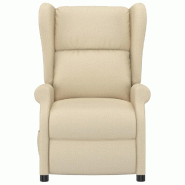 Fauteuil inclinable électrique à oreilles crème tissu Modèle Belveline - 8720286935705