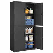 Helloshop26 - Armoire de garage à 5 étagères avec 4 portes armoire de bureau 40 x 80 x 180 cm 2 serrures étagères réglables en métal 12_0003981