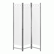 Helloshop26 - Paravent de confidentialité à 3 panneaux 171 x 120 cm blanc 03_0008055 - 3001912682725 Helloshop26 - Paravent de confidentialité à 3 panneaux 171 x 120 cm blanc 03_0008055 - 3001912682725