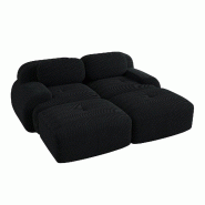 Merax Canapé modulaire en corde 2 places avec 2 tabourets, canapé nuage sans cadre, près du sol avec assise profonde, peut également être utilis�_0