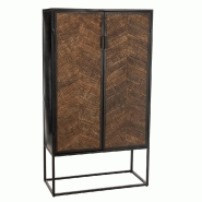 MEUBLE DE RANGEMENT JENO MÉTAL/BOIS DE MANGUIER NOIR ET MARRON