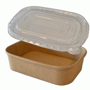 NOVABOWL Combo Saladier Pokebowl Rectangulaire Kraft 173x121x51mm 500ml   - Spécial Plat Chaud & Micro-ondes - Ingraissable - Lot de 900 - beige en c