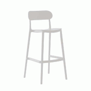 Pack 4 tabourets hauts avec dossier Supra-tek polypropylène 48,5x37x102cm blanc