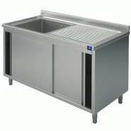 Plonge sur armoire inox 1 bac égouttoir à droite portes coulissante... - PSLA1GD1406