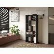 SKRAUT HOME - ÉTAGèRE BIBLIOTHèQUE, ÉTAGèRE DE RANGEMENT, 162X67X31CM, SALON, BUREAU, NOIR ET CHêNE FONCé
