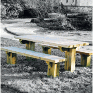 Table pique nique en bois avec banquettes séparées 6 places BX-TPF200_0