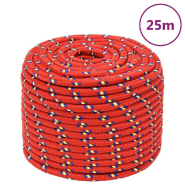 Vidaxl corde de bateau rouge 12 mm 25 m polypropylène 152405