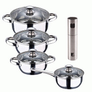 BERGNER - Batterie de cuisine 7 pièces en acier inoxydable compatible induction avec pulvérisateur d'huile et de vinaigre - inox PK8944