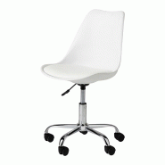 Chaise de bureau à roulettes blanche - bristol - h79 x l57 x pr57 cm