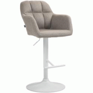 CLP Tabouret de bar Natoma Tissu Taupe/Métal blanc mat - gris textile 322950 CLP Tabouret de bar Natoma Tissu Taupe/Métal blanc mat - gris textile 322950