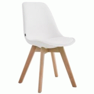 Décoshop26 - Chaise de salle à manger x1 style scandinave en PVC blanc support 4 pieds en bois couleur clair 10_0003746 - blanc 3000251745344 Décoshop26 - Chaise de salle à manger x1 style scandinave en PVC blanc support 4 pieds en bois couleur clair 10_0003746 - blanc 3000251745344