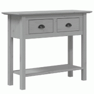 Décoshop26 - Table console avec tiroirs 91 x 35 x 74 cm bois de pin massif gris et métal DEC031730 - gris métal 3000258613103
