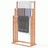 Helloshop26 - Porte-serviettes échelle 46 x 24 x 84 cm pour vêtements séchage rapide en bambou naturel et acier inox 20_0020126 - Bambou 3000233318429