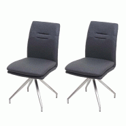 Mendler Lot de 2 chaises de salle à manger HWC-H70, chaise de cuisine fauteuil chaise, tissu/textile inox brossé ~ gris foncé - gris textile 73923