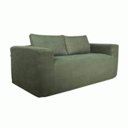 Oviala Business Oviala Canapé 2 places en tissu côtelé avec coussins vert - vert textile 114170 Oviala Business Oviala Canapé 2 places en tissu côtelé avec coussins vert - vert textile 114170