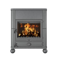 Poêle à bois en fonte 14kw avec accumulateur de chaleur intégré  - Flora