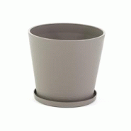 RATTATAN Pot rond Ø38cm en polypropylène avec fibre de verre, soucoupe assortie, léger, résistant, pour intérieur et extérieur LILIUM (1 pièce,