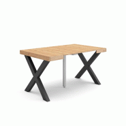 SKRAUT HOME Table console extensible, 140, Pour 6 personnes, Pieds bois massif, Chêne - beige Bois manufacturé 161_35