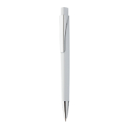 Stylo à bille en plastique blanc - attributs argentés - encre bleue Stylo à bille en plastique blanc - attributs argentés - encre bleue