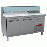 Table frigo pizzeria, 2 portes en 600x400, 3 tiroirs neutres en 600... - PMR-PIZZA/R2