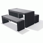 Table Pique Nique Calero avec 2 banquettes Lot de 3 ensembles - Mobilier Urbain en Plastique Recyclé - Longueur 150 cm_0