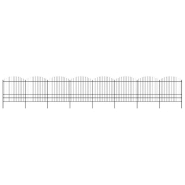 Vidaxl clôture de jardin à dessus en lance acier (1,75-2)x13,6 m noir 277755