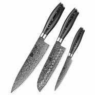 XinZuo - Set de couteaux Damas 3 pièces - Série B20 Ya - multicolore multi-matériau B20-A3