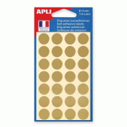 Apli Lot de 5 Etui de 112 pastilles adhésives or, diam. 15 mm (4 feuilles / cdt) - 3270241006025