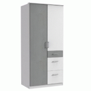 ARMOIRE RANGEMENT LAVAL GRIS BÉTON STRUCTURE BLANCHE 2 PORTES 3 TIROIRS ARMOIRE RANGEMENT LAVAL GRIS BÉTON STRUCTURE BLANCHE 2 PORTES 3 TIROIRS