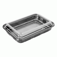 Barquette PS noir+couvercle transparent 20,2x13,5x5cm - par 300