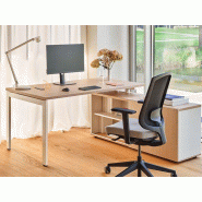 Bureau droit professionnel Solar - Bureau individuel sur crédence en bois - Plateau 160 ou 180 cm Bureau droit professionnel Solar - Bureau individuel sur crédence en bois - Plateau 160 ou 180 cm