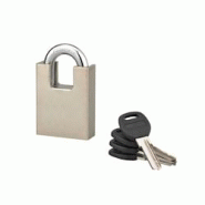 Cadenas à clé Quadra, chantier, 50mm, anse protégée acier cémenté nickelé, 4 clés réversibles - Serrurerie de Picardie - gris 3150268955226 Cadenas à clé Quadra, chantier, 50mm, anse protégée acier cémenté nickelé, 4 clés réversibles - Serrurerie de Picardie - gris 3150268955226