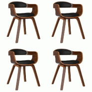 Chaises à manger lot de 4 noir bois courbé et similicuir Modèle Vega Logic Plus - 3092383