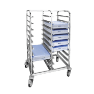 Chariot inox sur roulettes pour 20 plateaux Chariot inox sur roulettes pour 20 plateaux